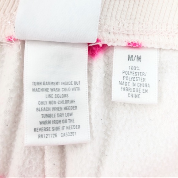 Aeropostale Fuzzy White Pink Heart Pajama Pants M - Picture 6 of 6